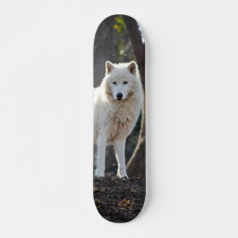 Skateboard Patineta Lobo Blanco En El Bosque