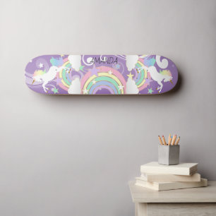 Skateboard Patins à roulettes pourpre Rainbow Unicorn