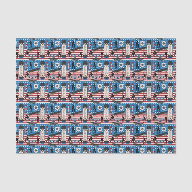Skateboard Patriotic USA Skateboarder Seidenpapier (Vorderseite)