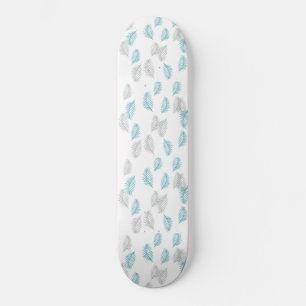 Skateboard Pattern Blue & Gray Leaves