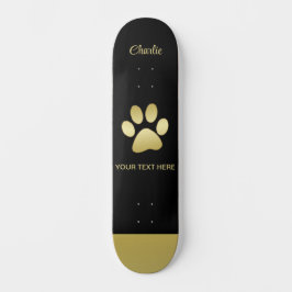 Skateboard Paw chien brillant or sur arrière - plan noir