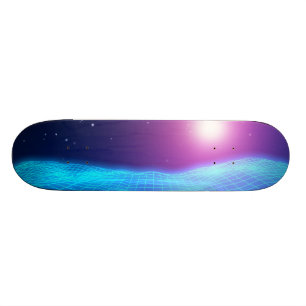 Skateboard Paysage 1980 rougeoyant de lampes au néon de rét