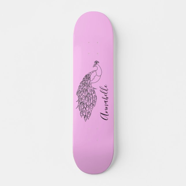 Skateboard Peacock Silhouette Custom Name (Devant)