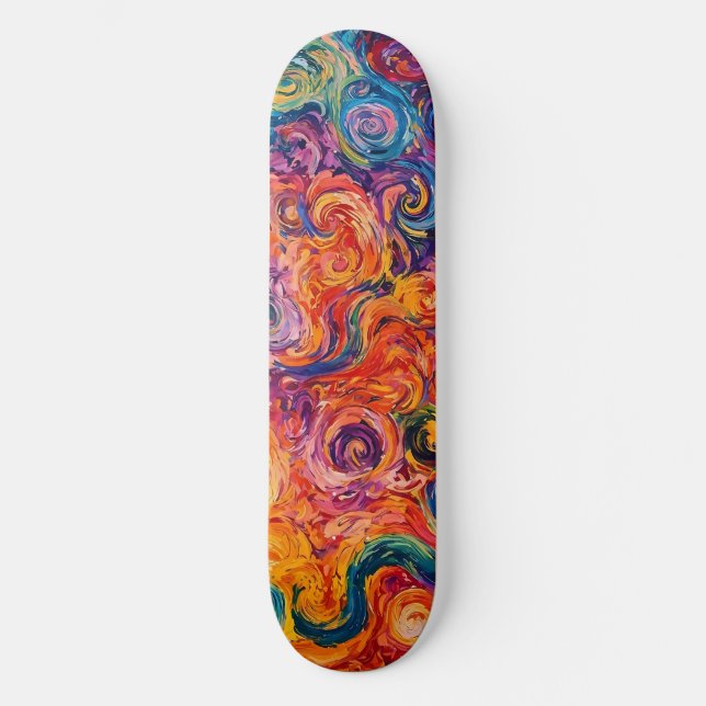 Skateboard Peinture à l'huile de tourbillons psychédélique (Recto)