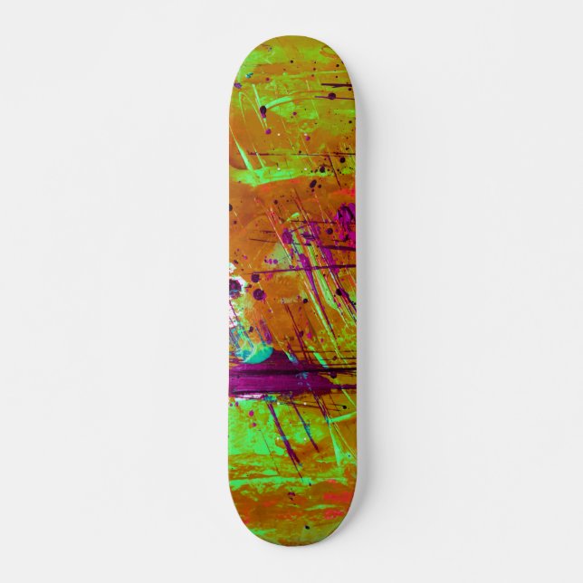 Skateboard Peinture Abstraite couleur néon vert (Devant)