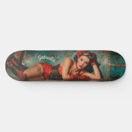 Skateboard Peinture rétro-futuriste de la petite fille Steamp