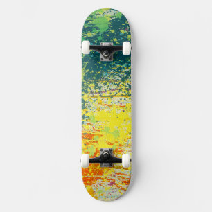Skateboard Peinture Verte Jaune Orange Cool