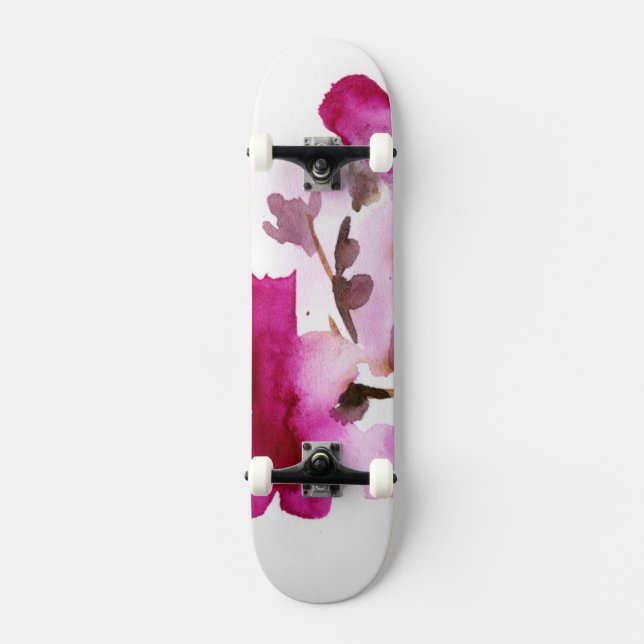 Skateboard Peintures florales abstraites 4 d'aquarelle (Recto)