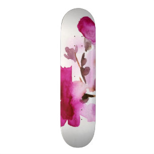 Skateboard Peintures florales abstraites 4 d'aquarelle