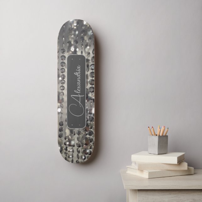 Skateboard Perles à cordes d'argent personnalisées (Art mural)