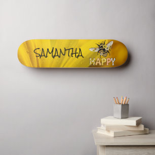 Skateboard Personalisiert Gelbe Biene glücklich