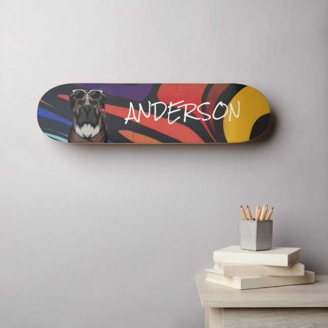 Skateboard Personalisiert Graffiti Familienhund (Wandkunst (Horz))