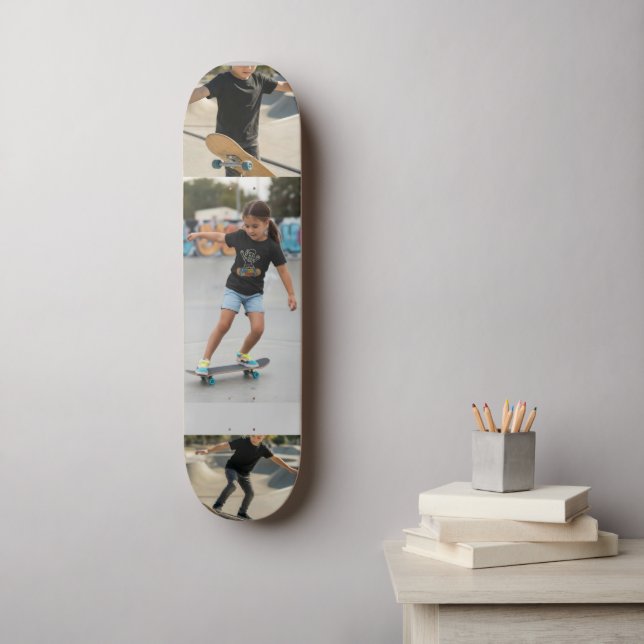 Skateboard Personalized 3-Photo Wall Art | Custom Kids Photo  (Art mural)