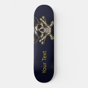 Skateboard Personalized Black Pirate Skull