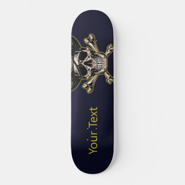 Skateboard | Personalized Black Pirate Skull  (Vorderseite)