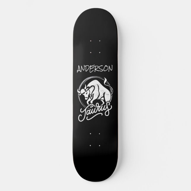 skateboard Personalized Zodiac Sign Bull Logo (Vorderseite)