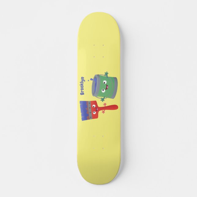 Skateboard Personnages de peinture et de pinceau mignons (Devant)