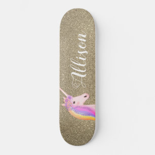 Skateboard Personnalisation de la Parties scintillant d'or de