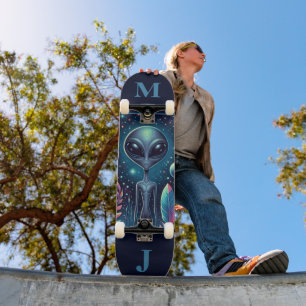 Skateboard Personnalisé Alien de l'Espace