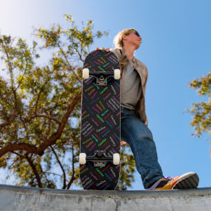 Skateboard Personnalisé bleu rose vert orange pourpre Noms no