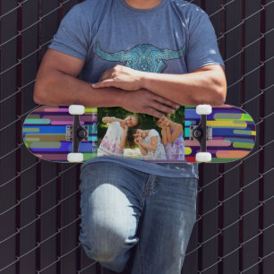 Skateboard Personnaliser Photo & Texte Arrière - plan coloré