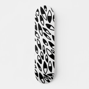 Skateboard Pétales Abstraits - Noir sur bois