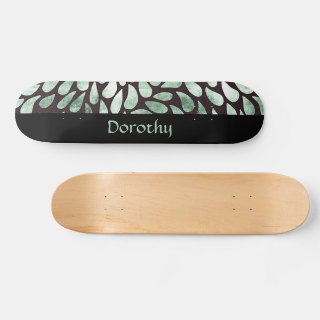 Skateboard Pétales vert dégradé sur noir (Horz)