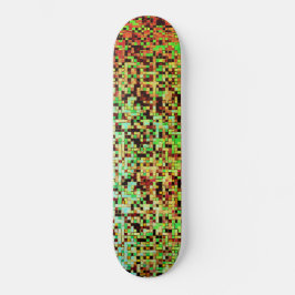 Skateboard Petits carrés ou carreaux vert et orange flou