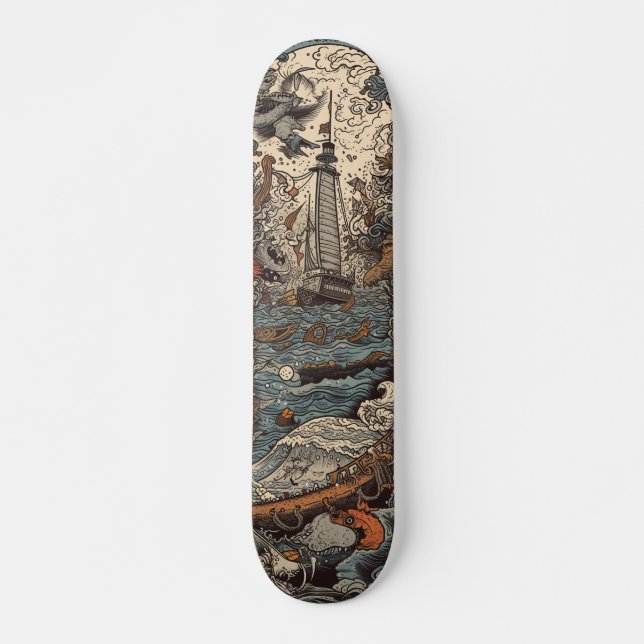 Skateboard Phare psychédélique foncé (Devant)