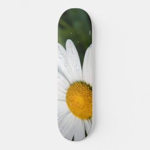 Skateboard photo une margueritte, goutte d'eau, font vert