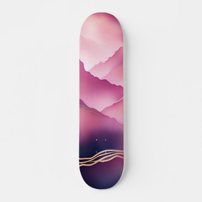 Skateboard Pierre de marbre métallique en or rose (Devant)