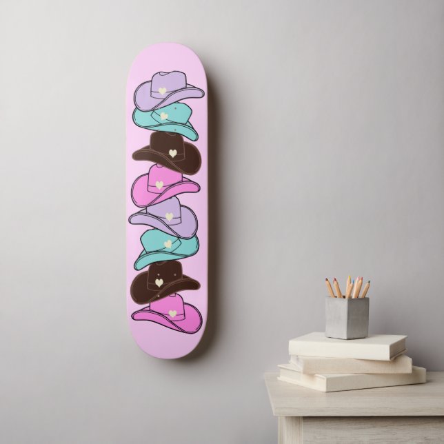 Skateboard Pile Casquette Cowboy moderne rose (Art mural)