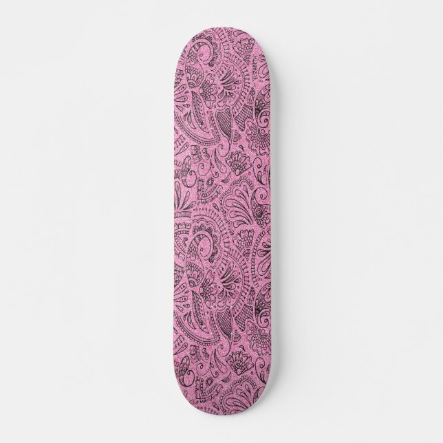 Skateboard Pink Girl Boho croquis Parties scintillant Glam Mo (Devant)