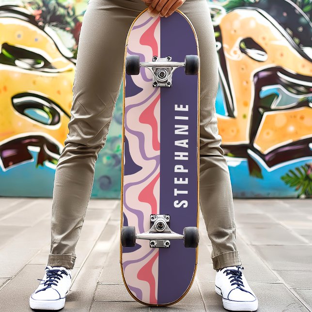 Skateboard Pink violet rétro moderne Abstrait marbre torse (Créateur téléchargé)