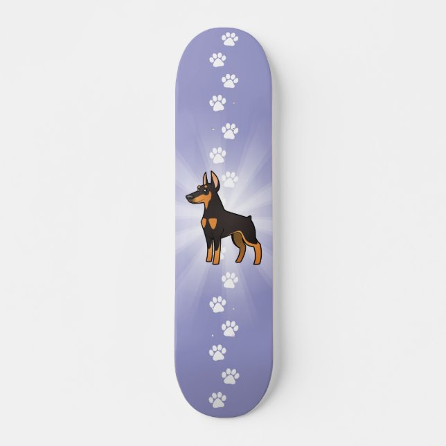 Skateboard Pinscher de dobermann de bande dessinée (oreilles (Devant)
