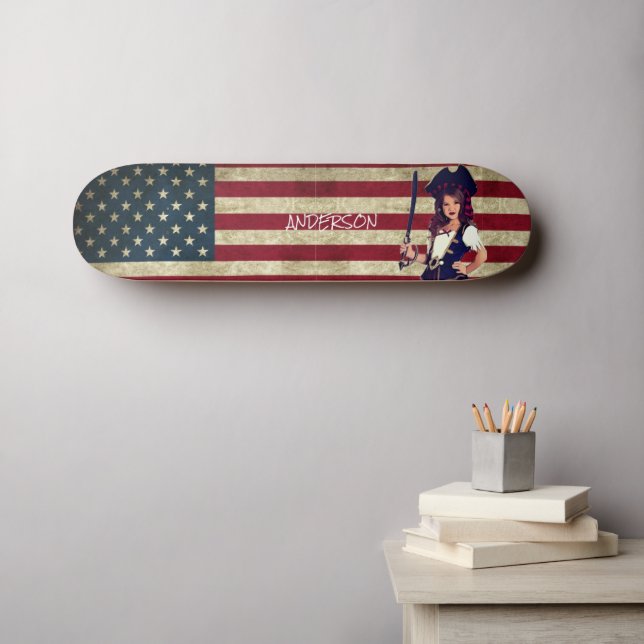 Skateboard PIRATE américaine personnalisée (Art mural (Horz))