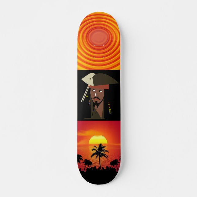 Skateboard PIRATE CAPITAINE CARAÏBES Skateboard, pont de 7¾ p (Devant)