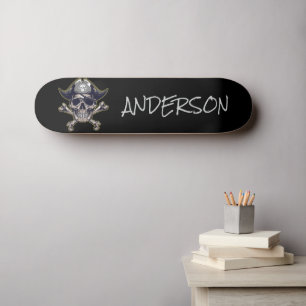 Skateboard Pirate Skull & Cross Bones Personnalisé