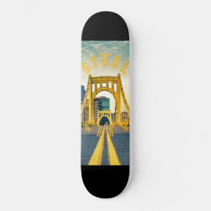 Skateboard Pittsburgh Steel City Skyline Bridge Pennsylvanie 