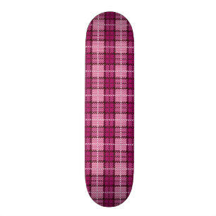 Skateboard Pixel Plaid_Magenta-Black