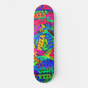 Skateboard Pizza Rainbow Neon