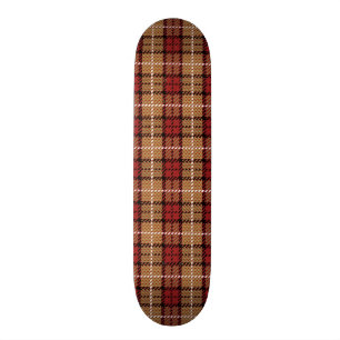 Skateboard Plaid de pixel en rouge et or