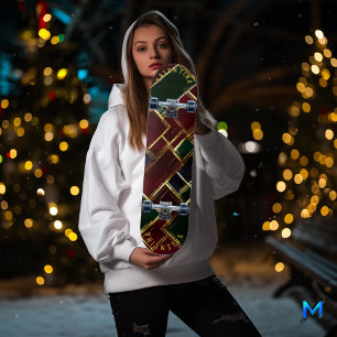 Skateboard Plaid de vacances de luxe avec accents dorés borde