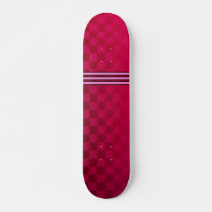 Skateboard Planche à roulettes à carreaux rouge délavé