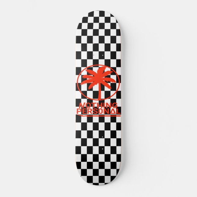 Skateboard Planche à roulettes à damier noir et blanc (Recto)