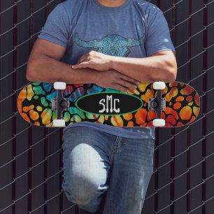 Skateboard Planche à roulettes à monogramme Tie Dye Pebble