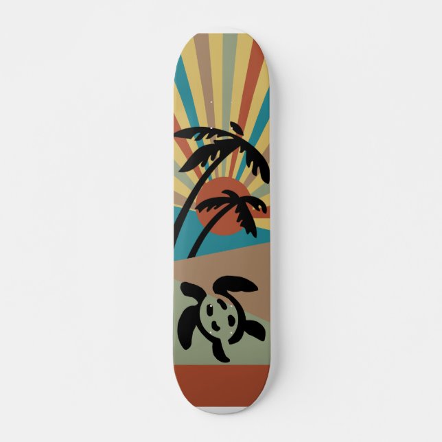 Skateboard Planche à roulettes abstraite de paysage marin (Devant)