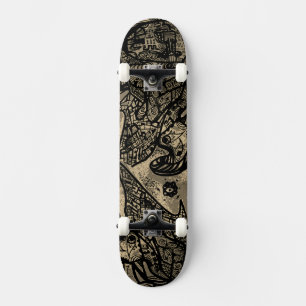 Skateboard Planche à roulettes abstraite sépia noir