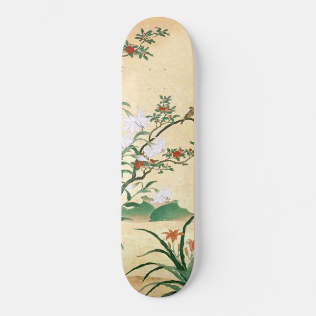 Skateboard Planche à roulettes asiatique d'oiseau de lis (Recto)