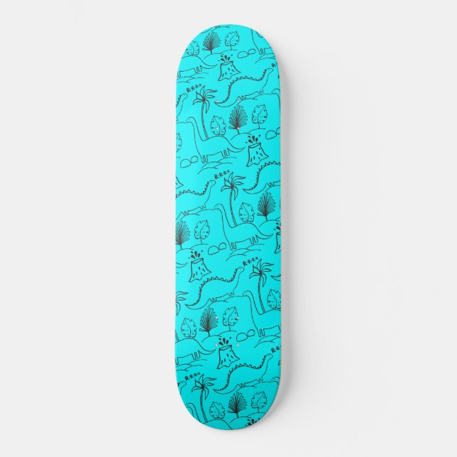 Skateboard Planche à roulettes avec dinosaures. (Recto)